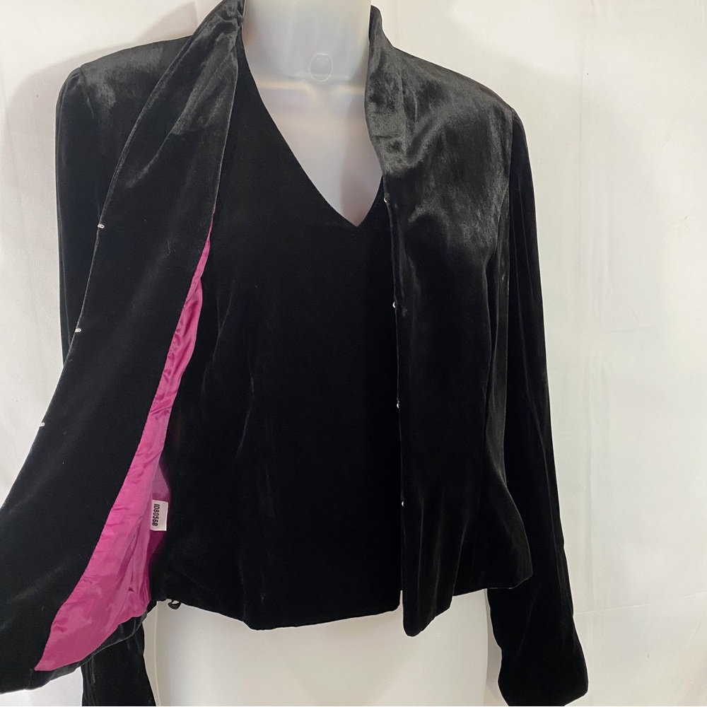 Ann Taylor | Vintage 2 Piece Black Silk Blend Velvet Set - Halter Top &  Blazer